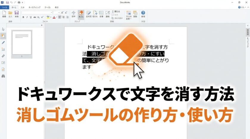 ドキュワークスで文字を消す方法｜消しゴムツールの作り方・使い方