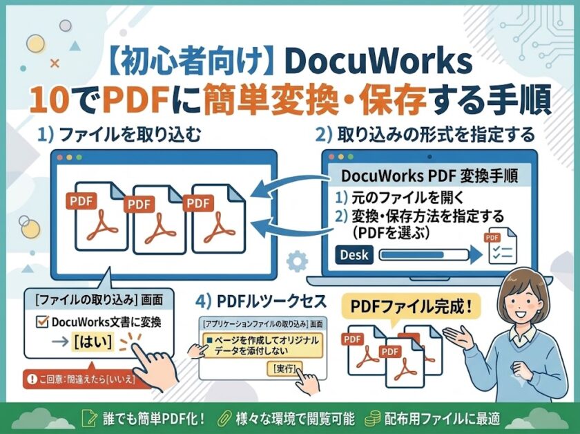 【DocuWorks 10】ファイルをPDFに変換して取り込む方法!配布に便利なPDF化の手順を解説