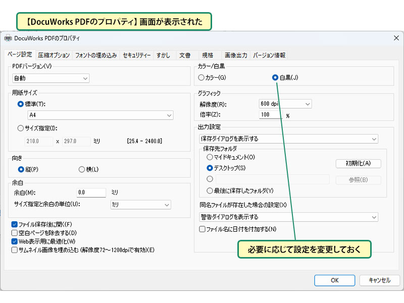 PDF変換のオプションを設定する_画像2